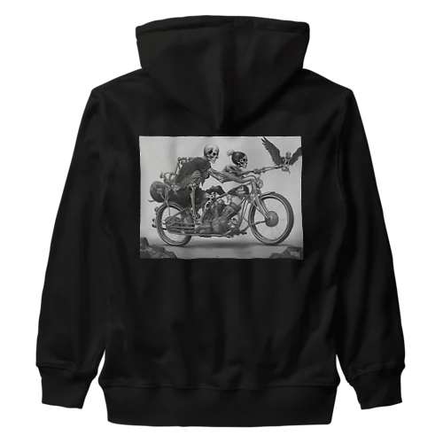 バイクとドクロ（黒メイン） Heavyweight Zip Hoodie