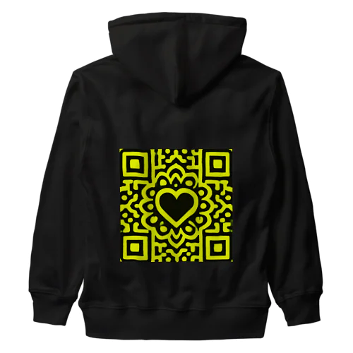 QRコード風HEART（P'） Heavyweight Zip Hoodie