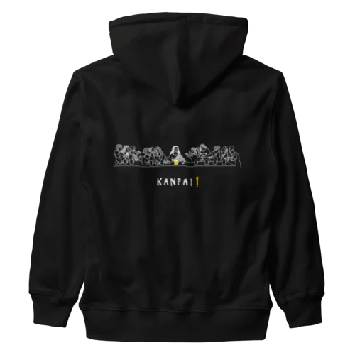 名画 × BEER（最後の晩餐）白線画 Heavyweight Zip Hoodie