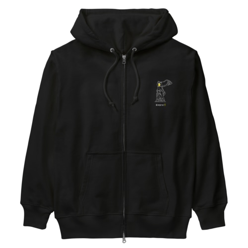 彫刻 × BEER（サモトラケのニケ）白線画 Heavyweight Zip Hoodie