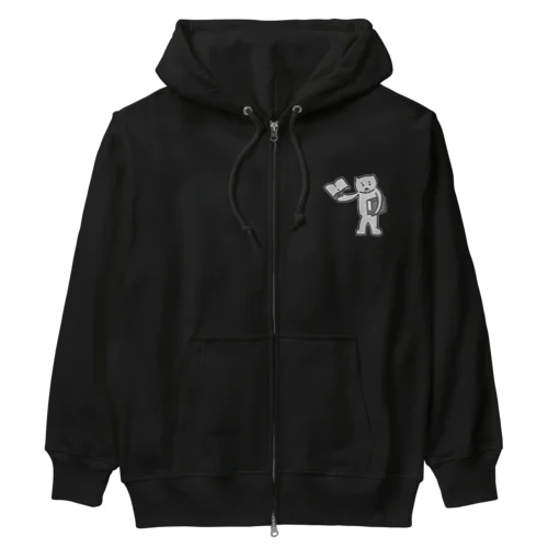 モノクロ・読書が大好きなクマ Heavyweight Zip Hoodie