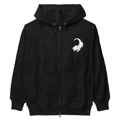 フトアゴ　白シルエット文字なし Heavyweight Zip Hoodie