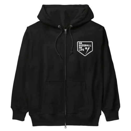 ノーベースボールノーライフ ホームベースデザイン ホワイト Heavyweight Zip Hoodie