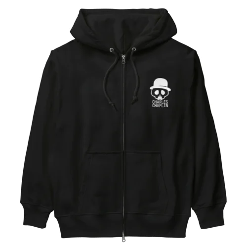 チャールズ・チャップリンスカル ホワイト Heavyweight Zip Hoodie