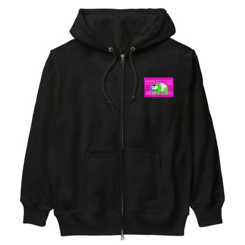 遠雷天怒「木彫りのCYBER PANDAちゃん、魚を食う」 Heavyweight Zip Hoodie