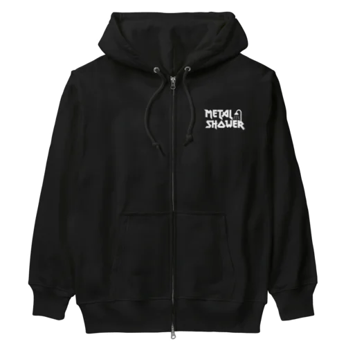 メタルシャワー  白字 Heavyweight Zip Hoodie