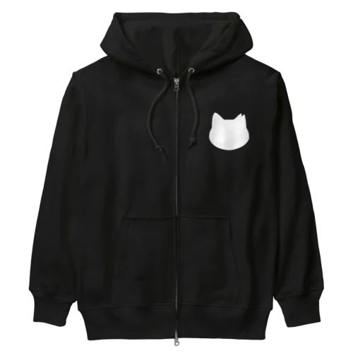 さくら猫シルエット/ホワイト Heavyweight Zip Hoodie