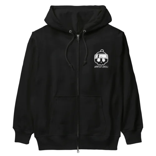 ウィンタースカル ゴーグルドクロ ホワイト Heavyweight Zip Hoodie