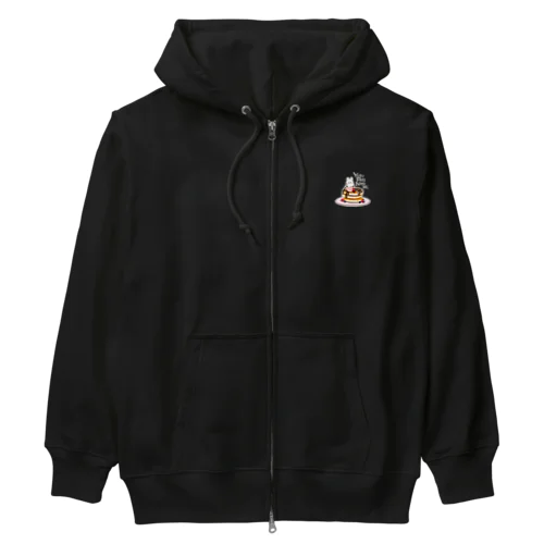 ゆるパカパンケーキ(文字グレー) Heavyweight Zip Hoodie