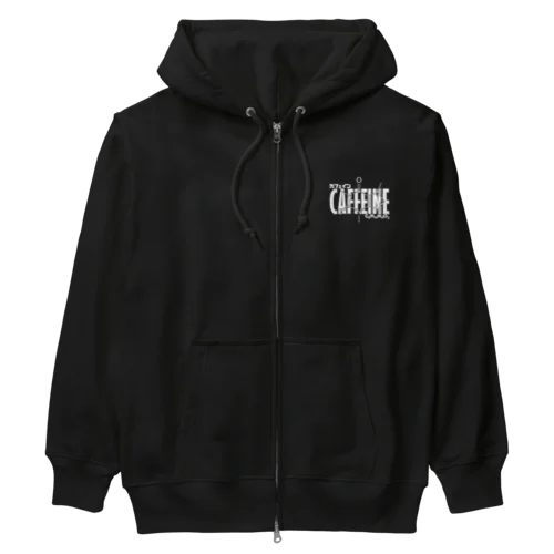 化学Tシャツ：カフェイン：コーヒー：紅茶：化学構造・分子式：科学：学問：理系 Heavyweight Zip Hoodie