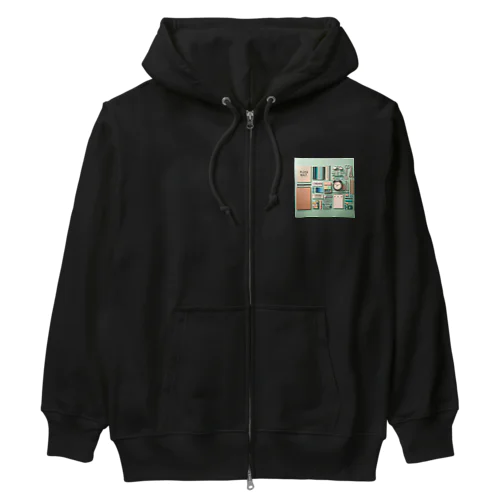 文房具大好き❤緑色01 Heavyweight Zip Hoodie