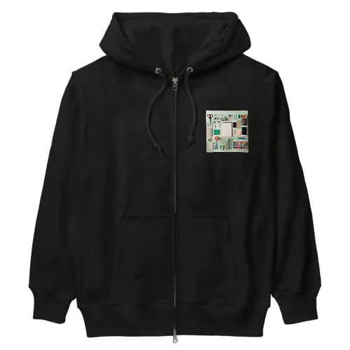 文房具大好き❤緑色03 Heavyweight Zip Hoodie