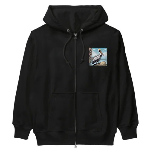 動物シリーズ12：ペリカン Heavyweight Zip Hoodie