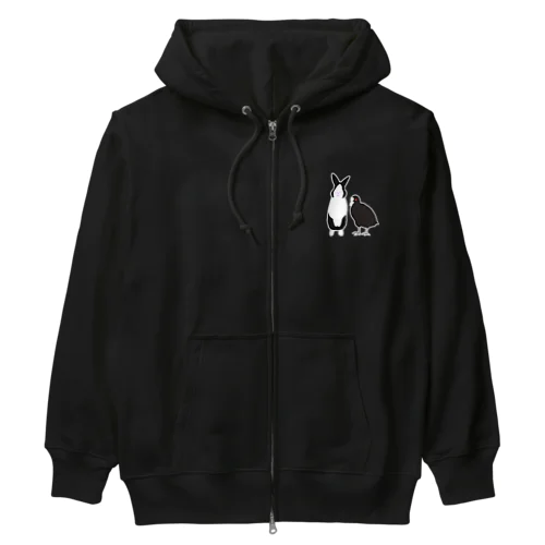 ダッチうさぎ(立)とオオバン Heavyweight Zip Hoodie