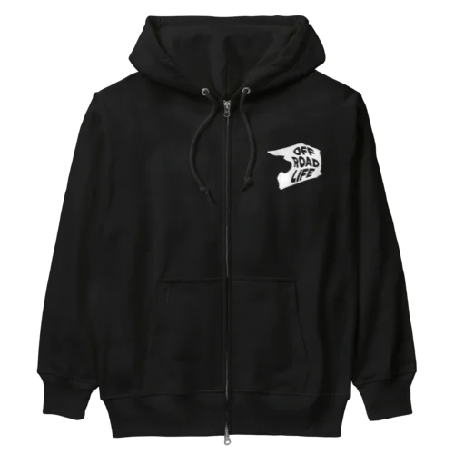 オフロードライフ オフロードヘルメットシルエットデザイン ホワイト Heavyweight Zip Hoodie