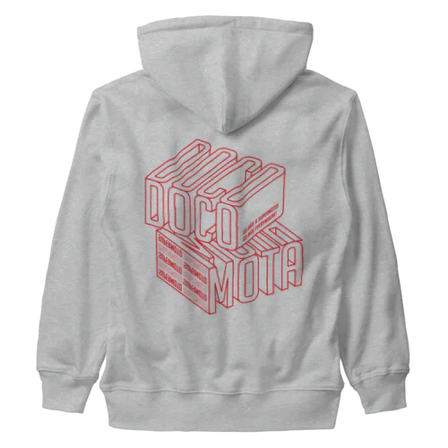 Back:3D DOCOMOTA レッド Heavyweight Zip Hoodie