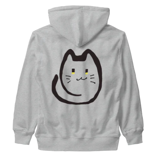 ゆる線三色にゃんこと黒にゃんこ　ωな微笑み Heavyweight Zip Hoodie