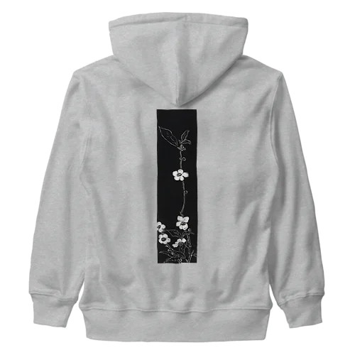 白と黒　花模様 Heavyweight Zip Hoodie