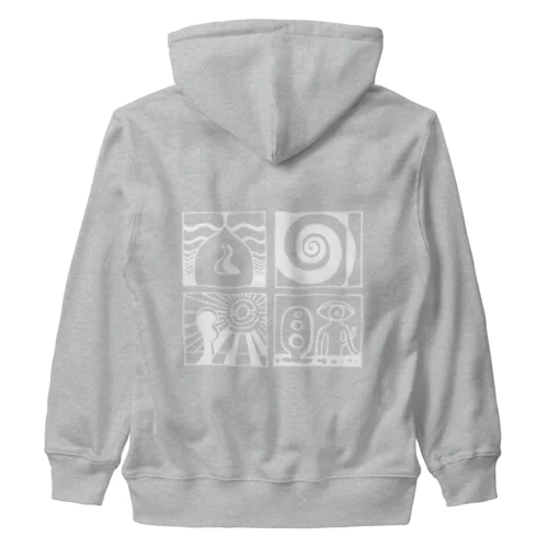 太陽の眼 文字絵(白/背面) Heavyweight Zip Hoodie