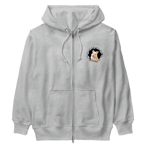 突き出てくるハムちゃん Heavyweight Zip Hoodie