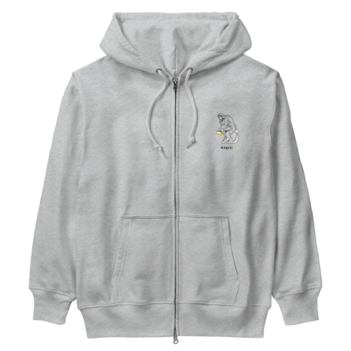 彫刻 × BEER（考える人）黒線画 Heavyweight Zip Hoodie