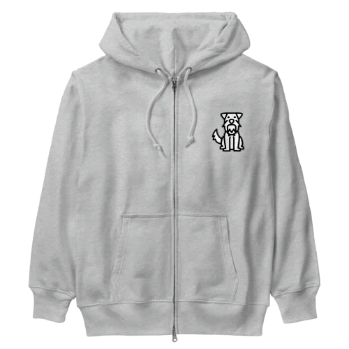 ミニチュアシュナウザー  ホワイト Heavyweight Zip Hoodie