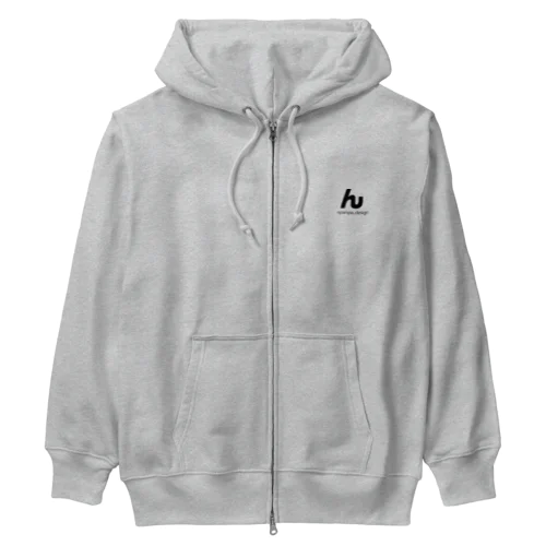 んぱんぱ 「ん」ヘビーウェイトジップパーカー　(ロゴ黒2) Heavyweight Zip Hoodie