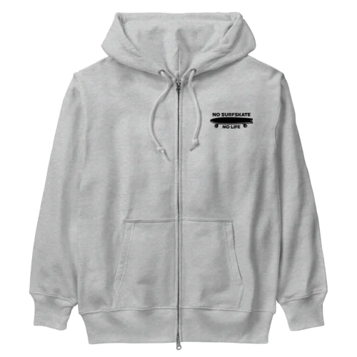 ノーサーフスケートノーライフ サーフスケートデザイン ブラック Heavyweight Zip Hoodie