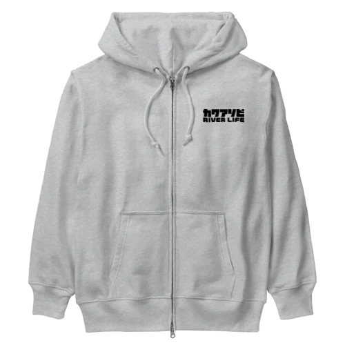 カワアソビ リバーライフ 川遊び カヌー カヤック 釣り ブラック Heavyweight Zip Hoodie