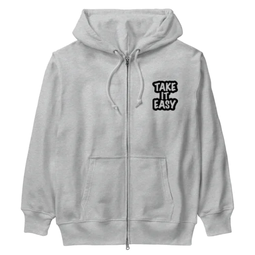 テイクイットイージー Take It Easy ブラック Heavyweight Zip Hoodie