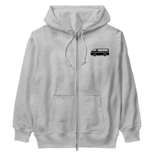 ノーキャラバンノーライフ 日産キャラバンシルエットデザイン ブラック Heavyweight Zip Hoodie