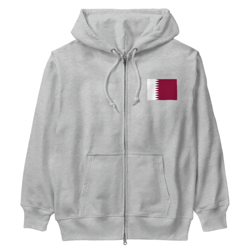 カタールの国旗 Heavyweight Zip Hoodie