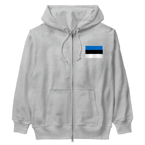 エストニアの国旗 ヘビーウェイトジップパーカー