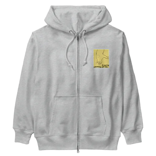 見てるなら撫でて#マスタード Heavyweight Zip Hoodie