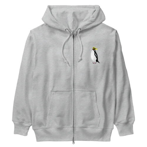 　風に吹かれるイワトビペンギンさん(文字無しバージョン Heavyweight Zip Hoodie