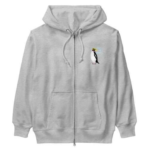 風に吹かれるイワトビペンギンさん(ハングルバージョン) Heavyweight Zip Hoodie