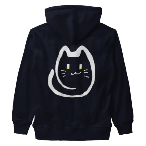 ゆる線三色にゃんこと白にゃんこ　ωな微笑み Heavyweight Zip Hoodie