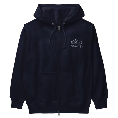 Hanemimi犬　(白黒) Heavyweight Zip Hoodie