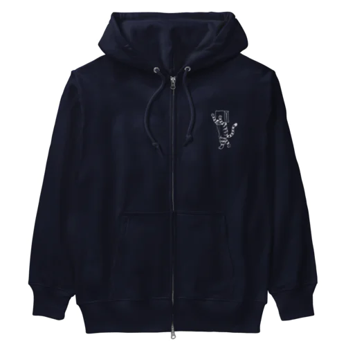 ふくろねこ白プリント（ねこかもいぬかも） Heavyweight Zip Hoodie