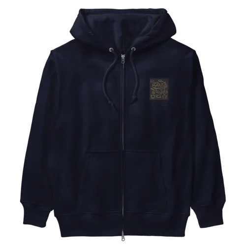 ワモン アザラシ 柄 チャコール Ringed seal pattern Charcoal Heavyweight Zip Hoodie