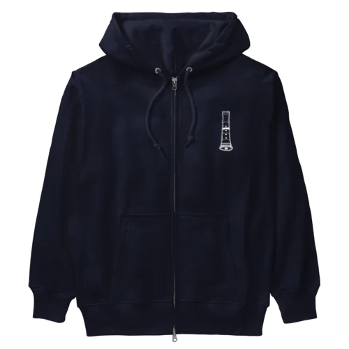 尺八 -琴古流-白 Heavyweight Zip Hoodie