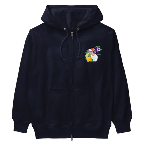 パンジーと文鳥さん（ロゴ白） Heavyweight Zip Hoodie