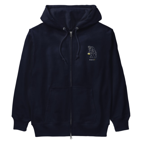 彫刻 × BEER（考える人）白線画 Heavyweight Zip Hoodie
