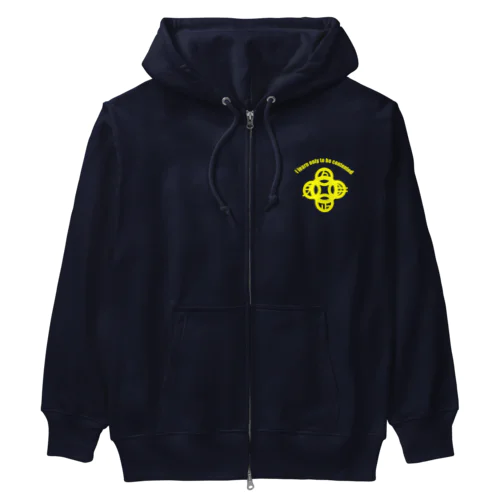 吾唯足りるを知るh.t.大アーチ・黄色・英文字 Heavyweight Zip Hoodie