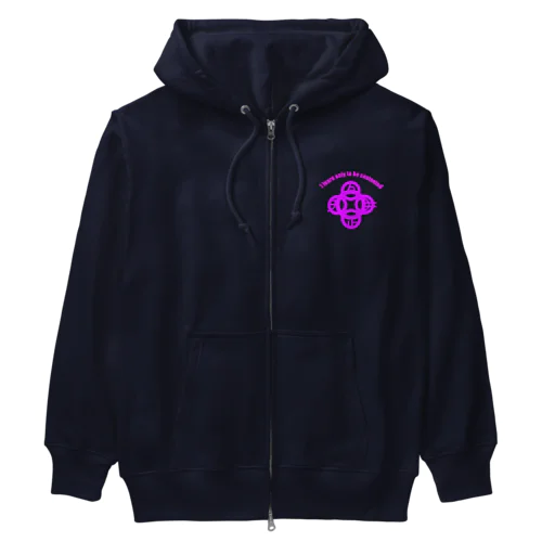  吾唯足りるを知るh.t.大アーチ・英文字・紫 Heavyweight Zip Hoodie