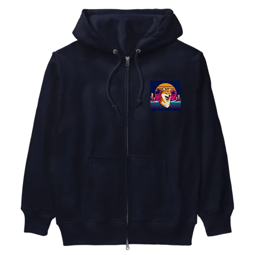 80s_pop Dog No.1 (Shiba Inu) Heavyweight Zip Hoodie