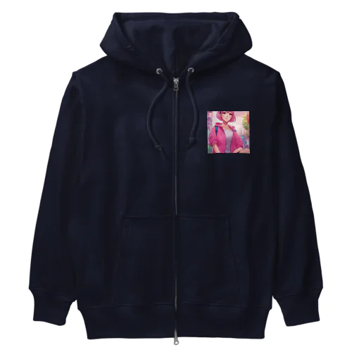 ピンク色のショートヘア女性 Heavyweight Zip Hoodie