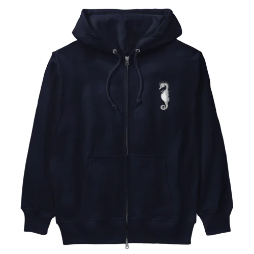 タツノオトシゴさんはイクメンです　モノトーン Heavyweight Zip Hoodie