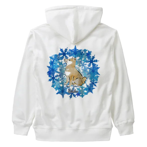 冬のリース　雪の結晶　柴犬 Heavyweight Zip Hoodie