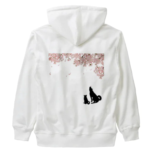 桜とわんこ Heavyweight Zip Hoodie